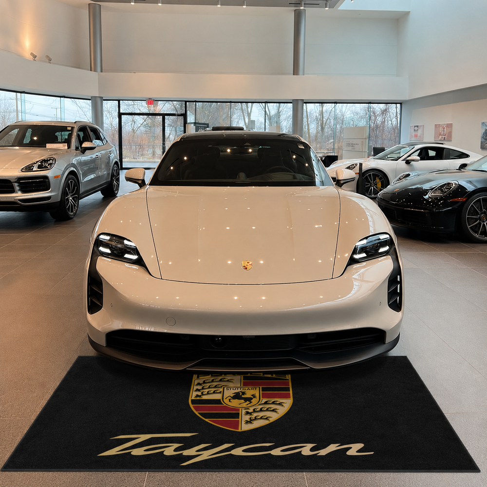 Porsche Taycan Luxury Logo Rug and Display Mat Garage, Home, Office, Showroom Floor Decor, 60x87 in / 150x220 cm
