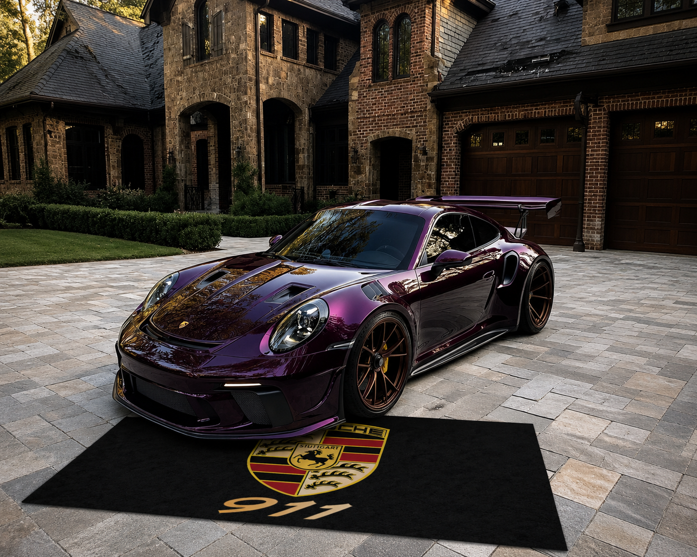 Porsche 911 Luxury Logo Rug and Display Mat Garage, Home, Office, Showroom Floor Decor, 60x87 in / 150x220 cm
