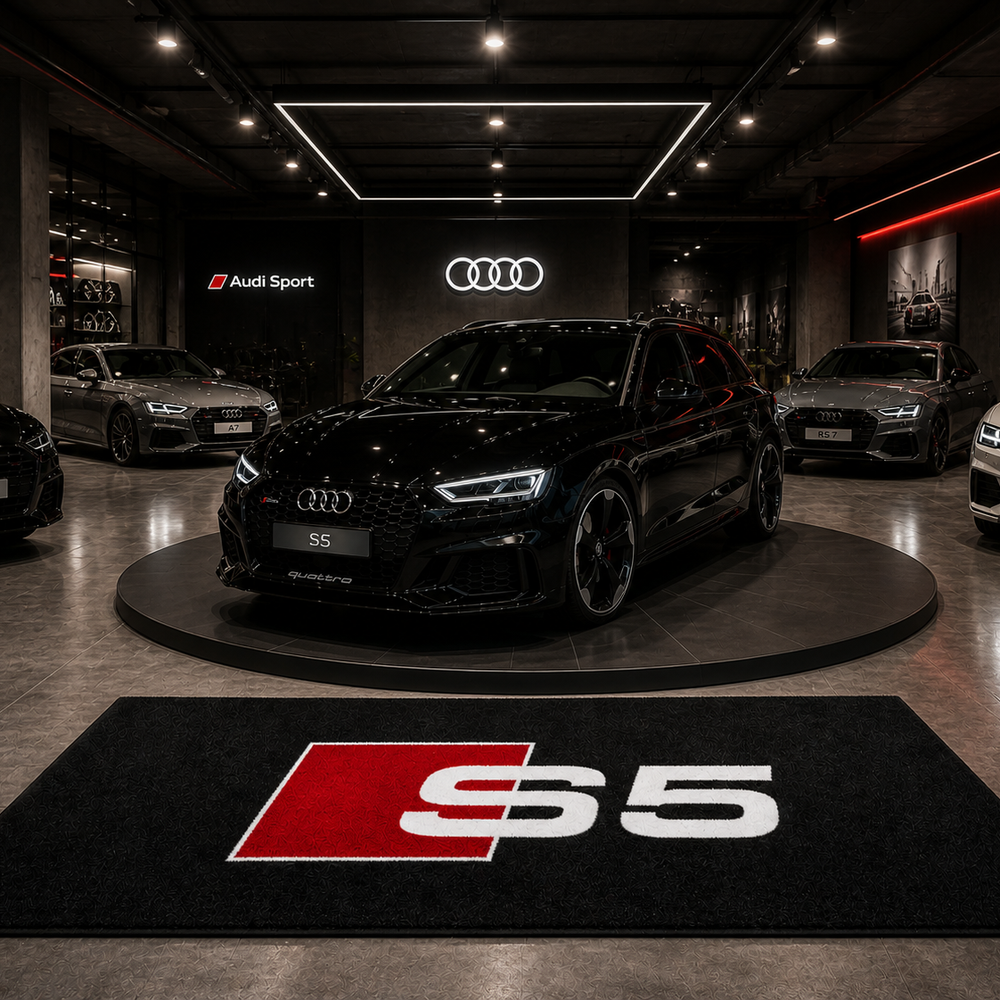 Audi S5 Premium Luxury Logo Rug and Display Mat Garage, Home, Office, Showroom Floor Decor, 60x87 in / 150x220 cm