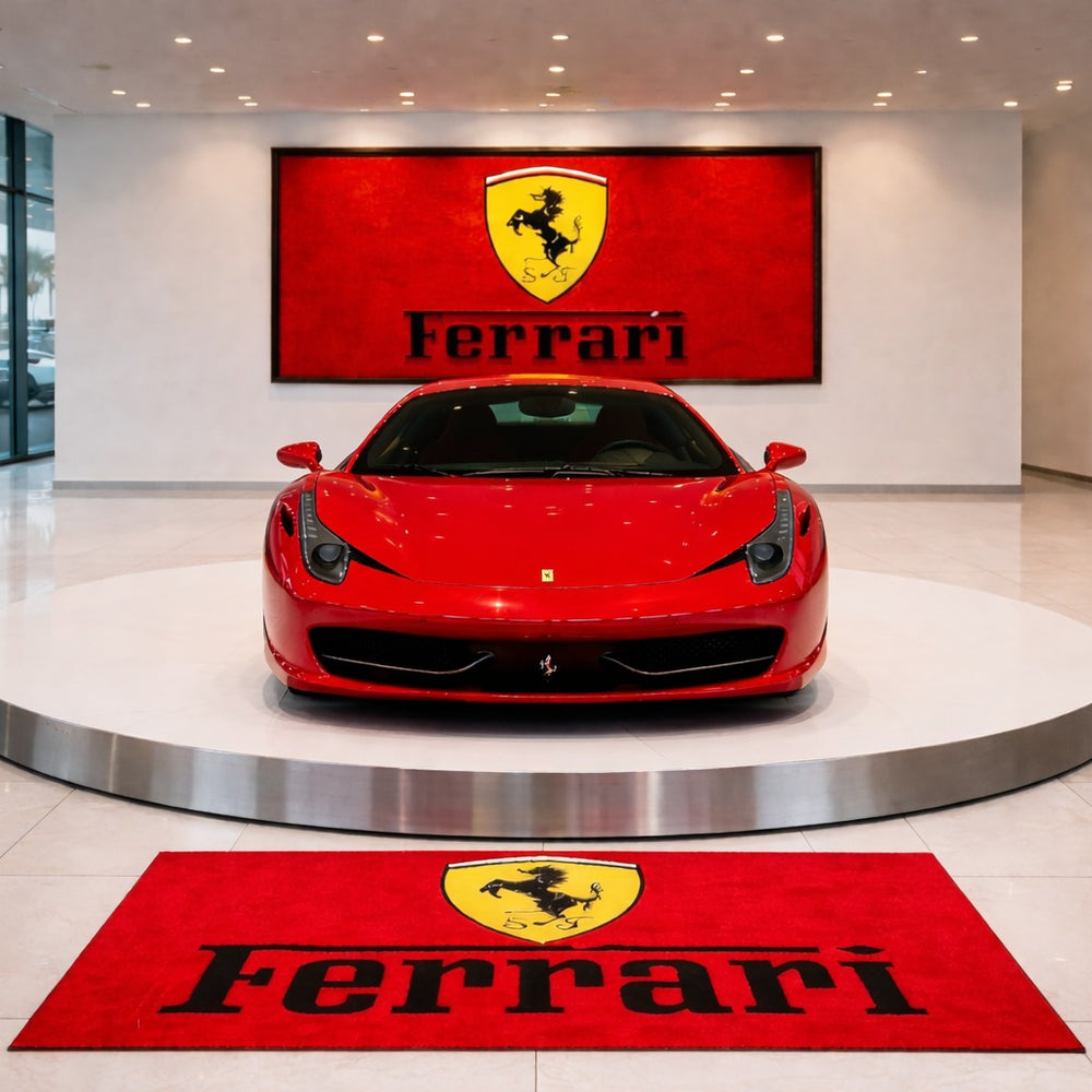 Ferrari Luxury Logo Rug and Display Mat Garage, Home, Office, Showroom Floor Decor, 60x87 in / 150x220 cm