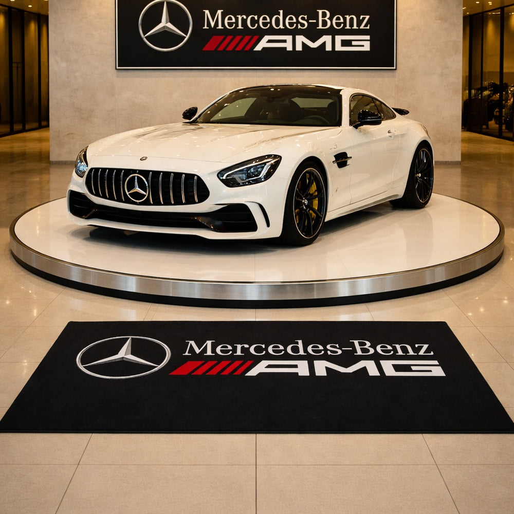 Mercedes AMG Luxury Logo Rug and Display Mat Garage, Home, Office, Showroom Floor Decor, 60x87 in / 150x220 cm