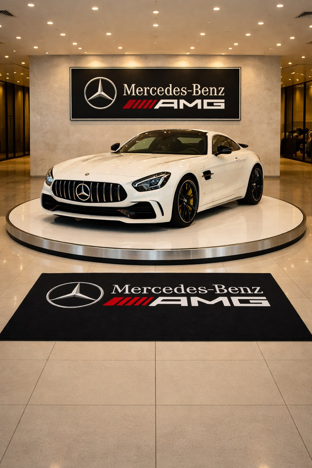 Mercedes AMG Luxury Logo Rug and Display Mat Garage, Home, Office, Showroom Floor Decor, 60x87 in / 150x220 cm