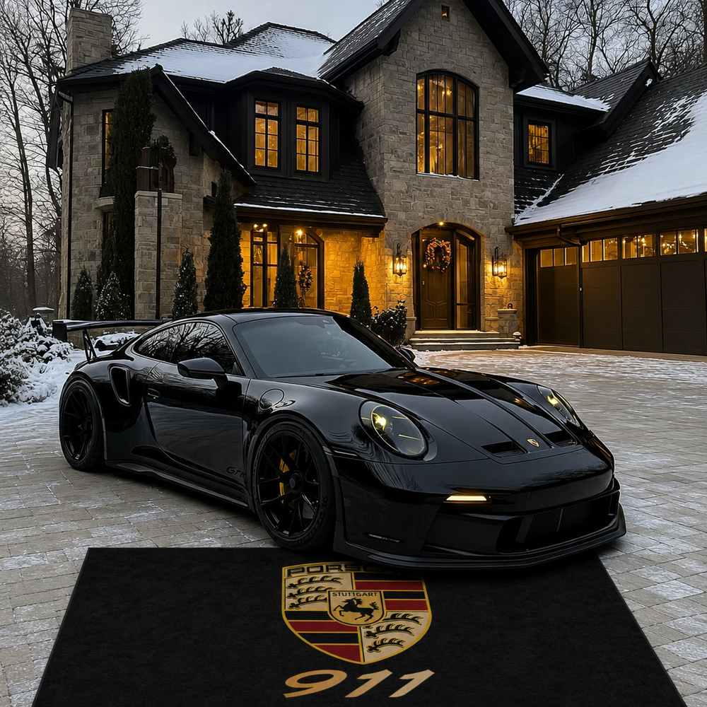 Porsche 911 Luxury Logo Rug and Display Mat Garage, Home, Office, Showroom Floor Decor, 60x87 in / 150x220 cm