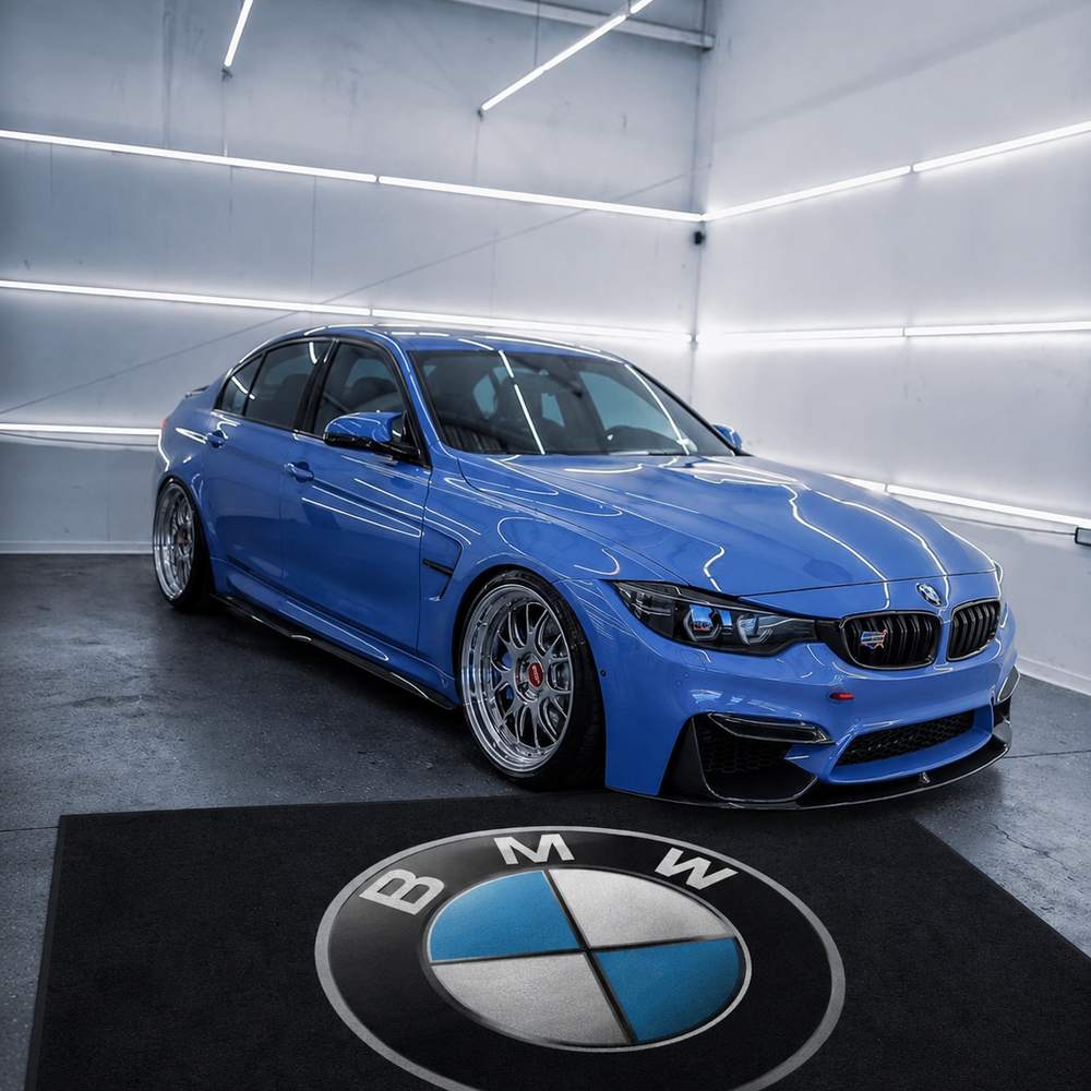 BMW Premium Luxury Logo Rug and Display Mat Garage, Home, Office, Showroom Floor Decor, 60x87 in / 150x220 cm