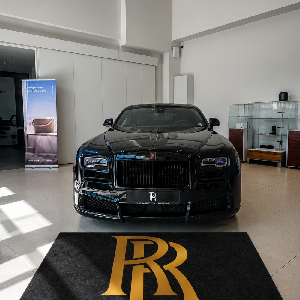 Rolls Royce Luxury Logo Rug and Display Mat Garage, Home, Office, Showroom Floor Decor, 60x87 in / 150x220 cm