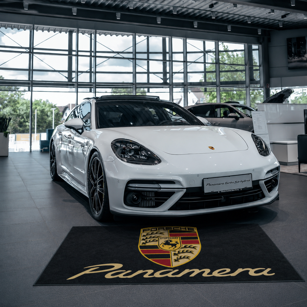 Porsche Panamera Luxury Logo Rug and Display Mat Garage, Home, Office, Showroom Floor Decor, 60x87 in / 150x220 cm