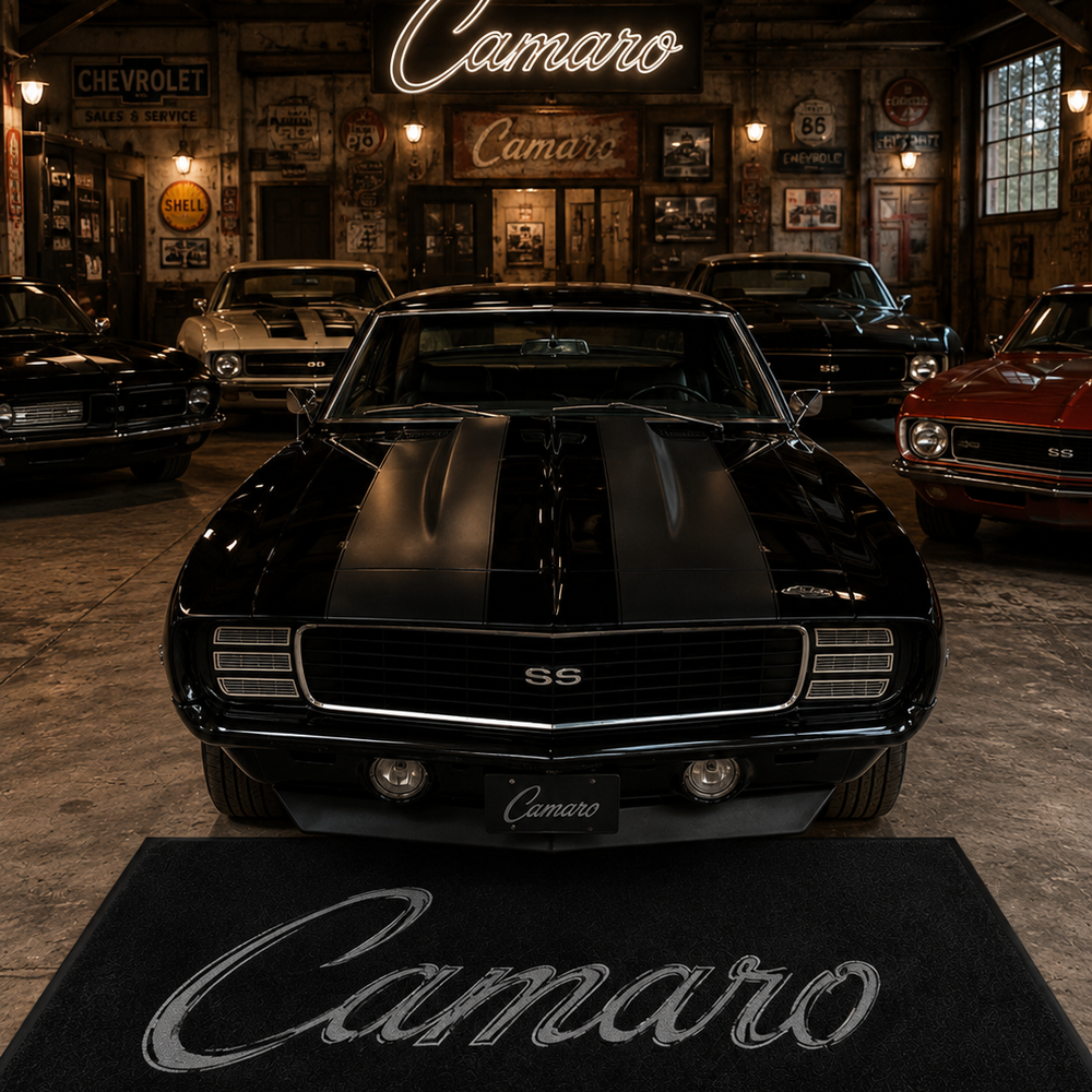 Camaro Text Premium Luxury Logo Rug and Display Mat Garage, Home, Office, Showroom Floor Decor, 60x87 in / 150x220 cm