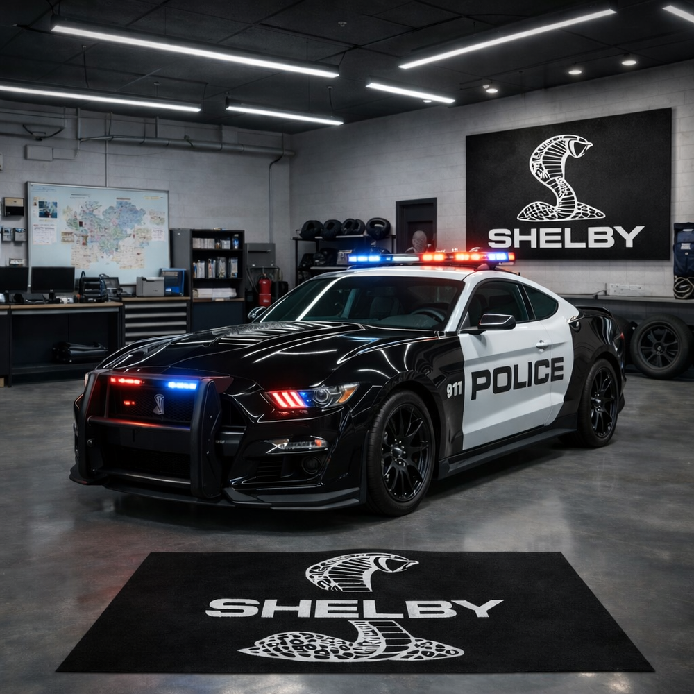 Mustang Shelby Luxury Logo Rug and Display Mat Garage, Home, Office, Showroom Floor Decor, 60x87 in / 150x220 cm