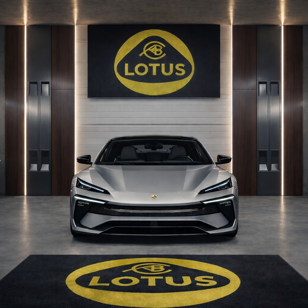 Lotus Luxury Logo Rug and Display Mat Garage, Home, Office, Showroom Floor Decor, 60x87 in / 150x220 cm