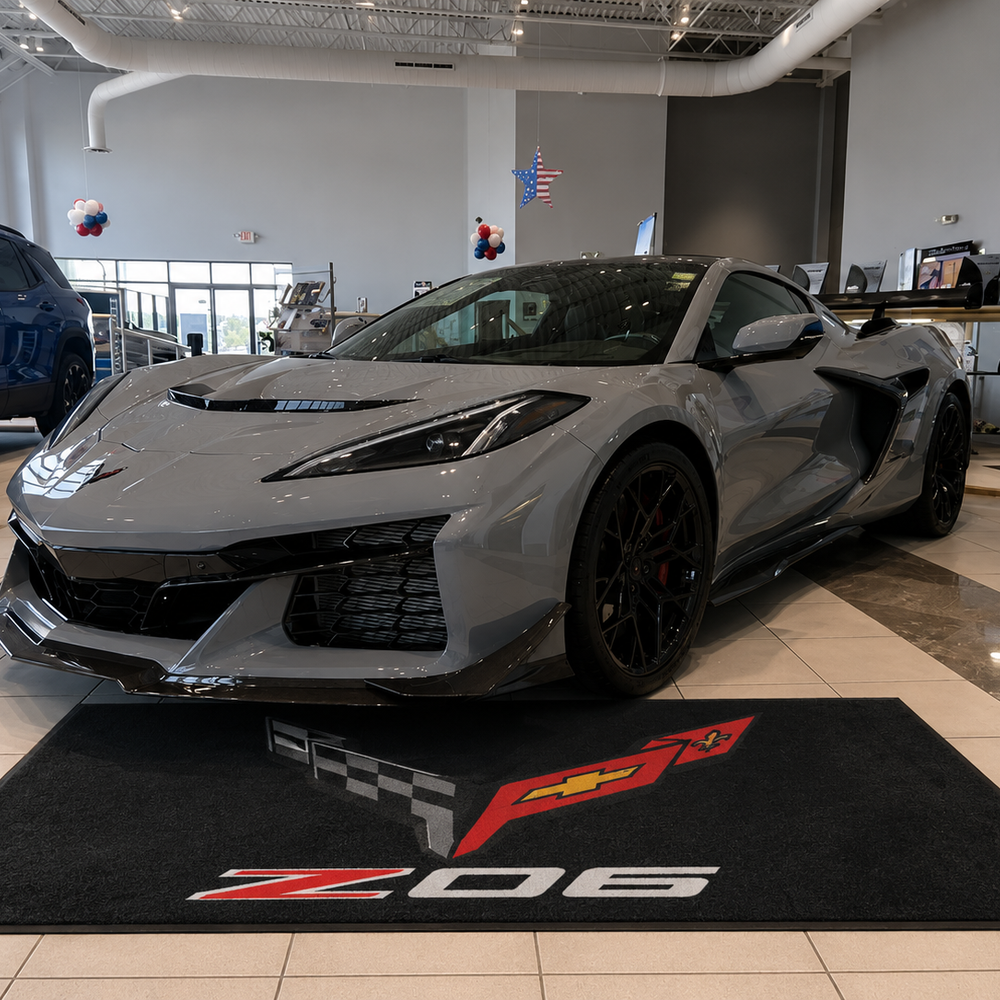 Corvette Z06 Premium Luxury Logo Rug and Display Mat Garage, Home, Office, Showroom Floor Decor, 60x87 in / 150x220 cm