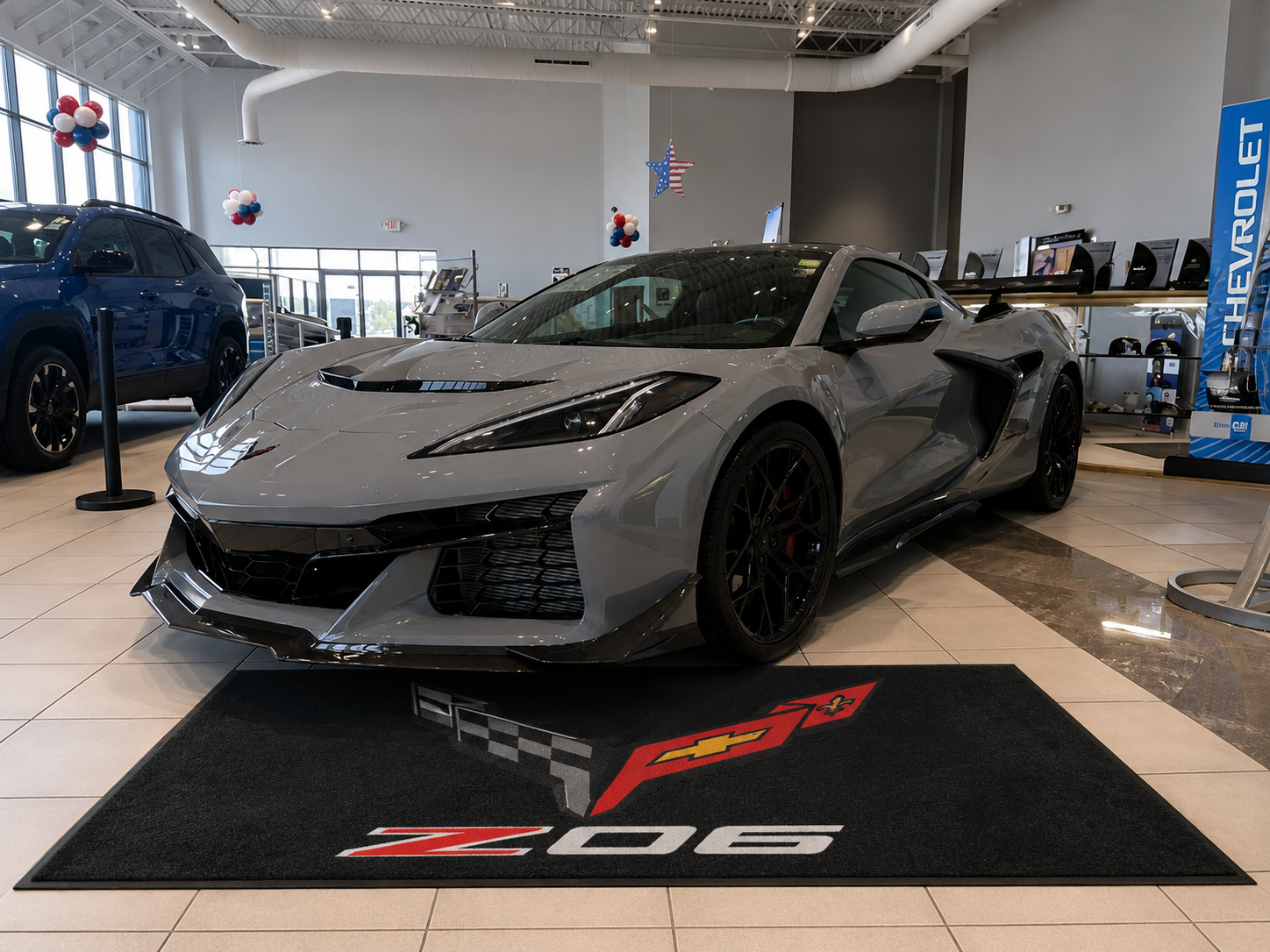 Corvette Z06 Premium Luxury Logo Rug and Display Mat Garage, Home, Office, Showroom Floor Decor, 60x87 in / 150x220 cm