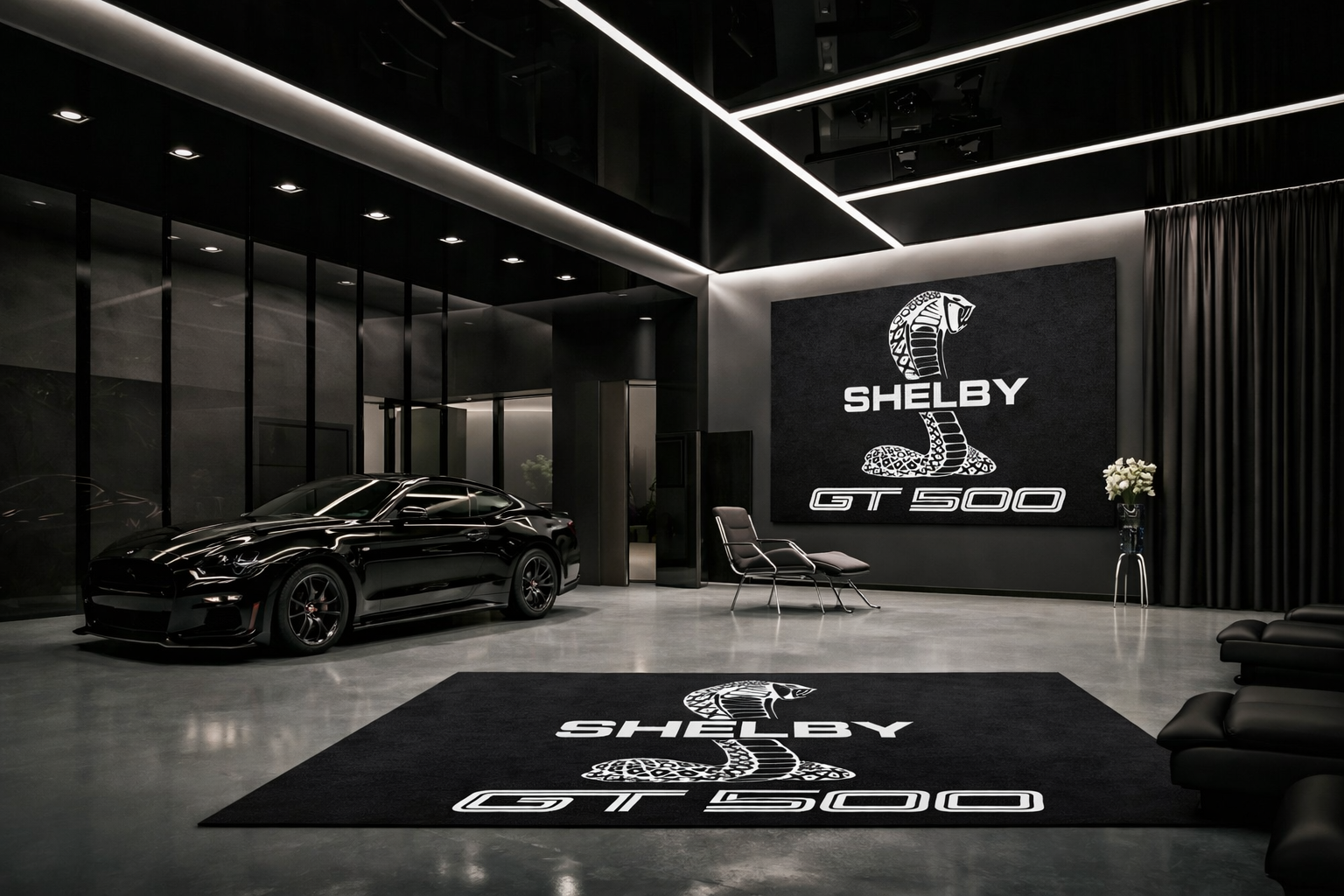 Shelby GT500 Luxury Logo Rug and Display Mat Garage, Home, Office, Showroom Floor Decor, 60x87 in / 150x220 cm
