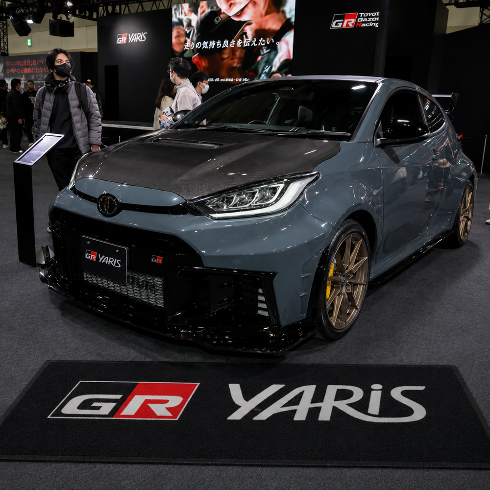Toyota GR YARIS Luxury Logo Rug and Display Mat Garage, Home, Office, Showroom Floor Decor, 60x87 in / 150x220 cm