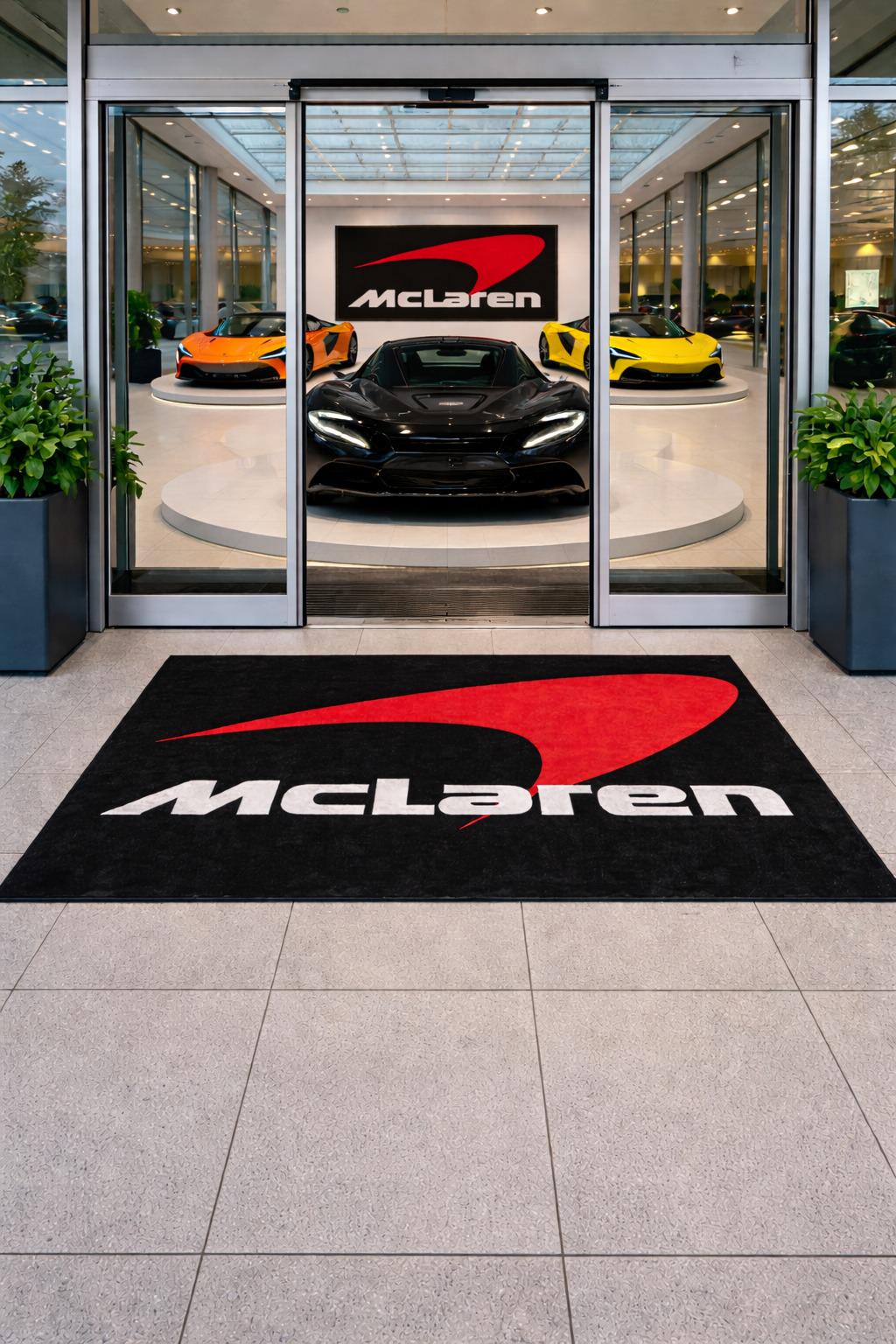 McLaren Luxury Logo Rug and Display Mat Garage, Home, Office, Showroom Floor Decor, 60x87 in / 150x220 cm
