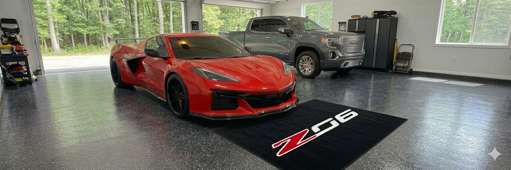 Corvette Z06 Text Premium Luxury Logo Rug and Display Mat Garage, Home, Office, Showroom Floor Decor, 60x87 in / 150x220 cm