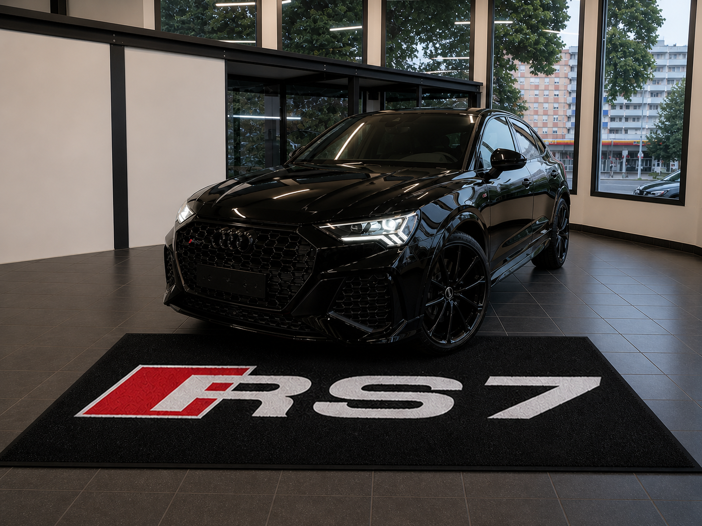 Audi RS7 Premium Luxury Logo Rug and Display Mat Garage, Home, Office, Showroom Floor Decor, 60x87 in / 150x220 cm