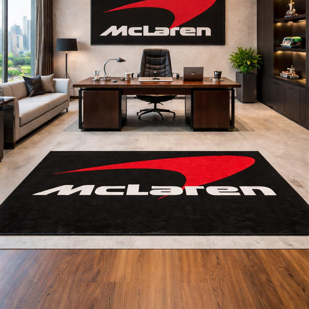 McLaren Luxury Logo Rug and Display Mat Garage, Home, Office, Showroom Floor Decor, 60x87 in / 150x220 cm