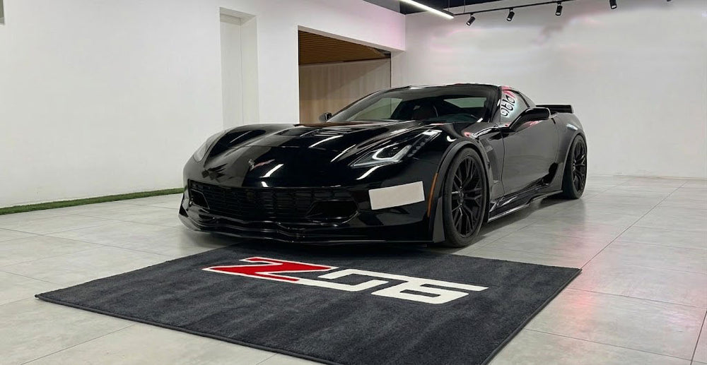 Corvette Z06 Text Premium Luxury Logo Rug and Display Mat Garage, Home, Office, Showroom Floor Decor, 60x87 in / 150x220 cm
