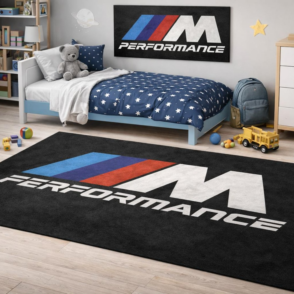 BMW M Performance Premium Luxury Logo Rug and Display Mat Garage, Home, Office, Showroom Floor Decor, 60x87 in / 150x220 cm