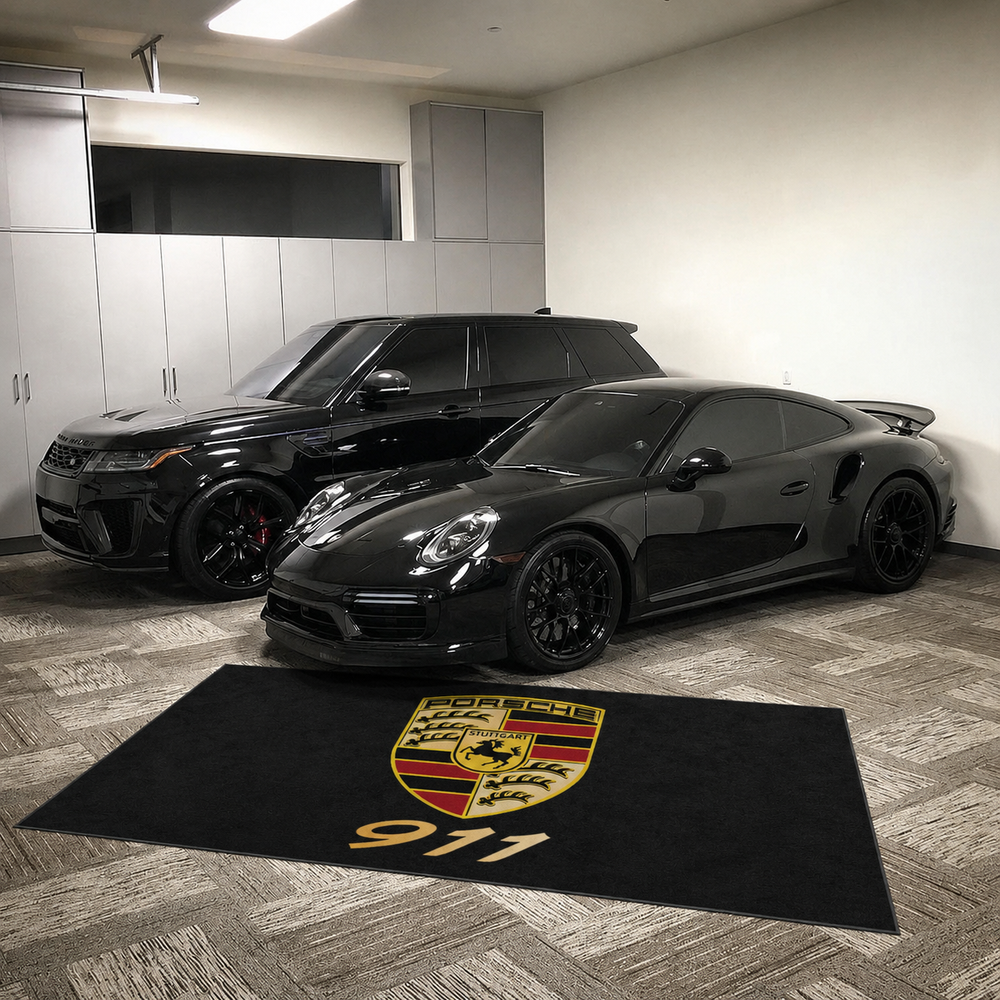 Porsche 911 Luxury Logo Rug and Display Mat Garage, Home, Office, Showroom Floor Decor, 60x87 in / 150x220 cm