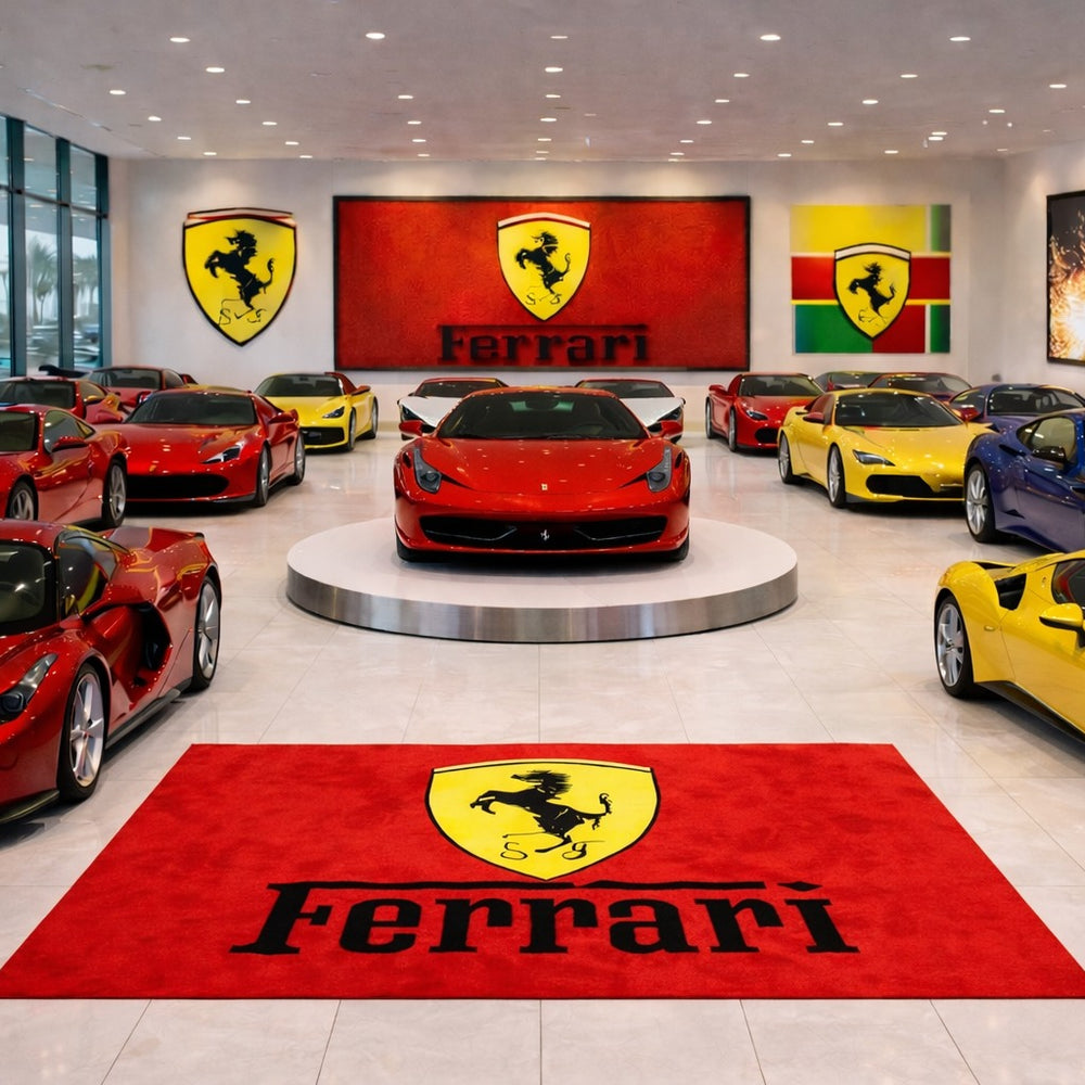 Ferrari Luxury Logo Rug and Display Mat Garage, Home, Office, Showroom Floor Decor, 60x87 in / 150x220 cm