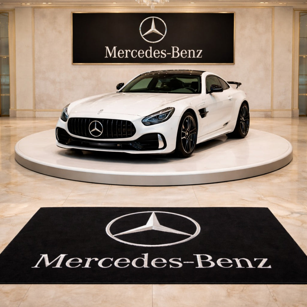 Mercedes Luxury Logo Rug and Display Mat Garage, Home, Office, Showroom Floor Decor, 60x87 in / 150x220 cm