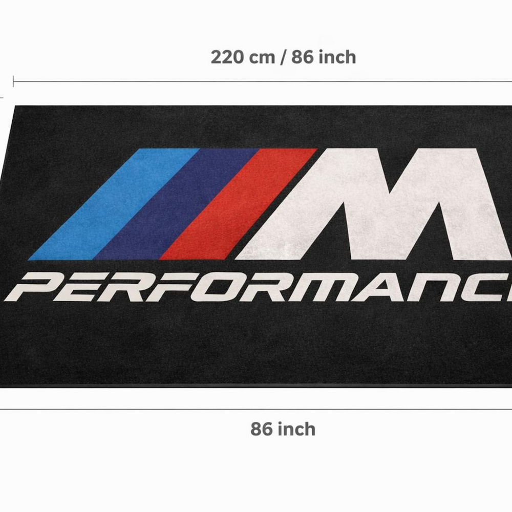 BMW M Performance Premium Luxury Logo Rug and Display Mat Garage, Home, Office, Showroom Floor Decor, 60x87 in / 150x220 cm