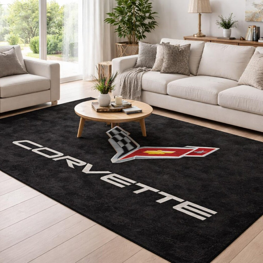 Corvette Premium Luxury Logo Rug and Display Mat Garage, Home, Office, Showroom Floor Decor, 60x87 in / 150x220 cm