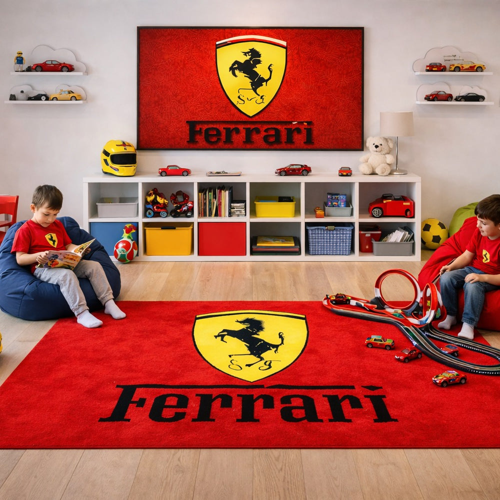 Ferrari Luxury Logo Rug and Display Mat Garage, Home, Office, Showroom Floor Decor, 60x87 in / 150x220 cm