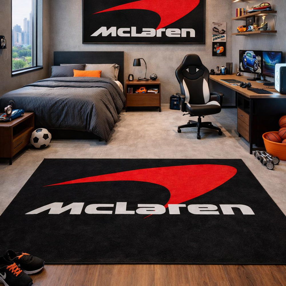 McLaren Luxury Logo Rug and Display Mat Garage, Home, Office, Showroom Floor Decor, 60x87 in / 150x220 cm