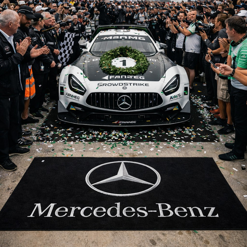 Mercedes Luxury Logo Rug and Display Mat Garage, Home, Office, Showroom Floor Decor, 60x87 in / 150x220 cm