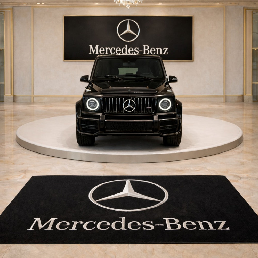 Mercedes Luxury Logo Rug and Display Mat Garage, Home, Office, Showroom Floor Decor, 60x87 in / 150x220 cm