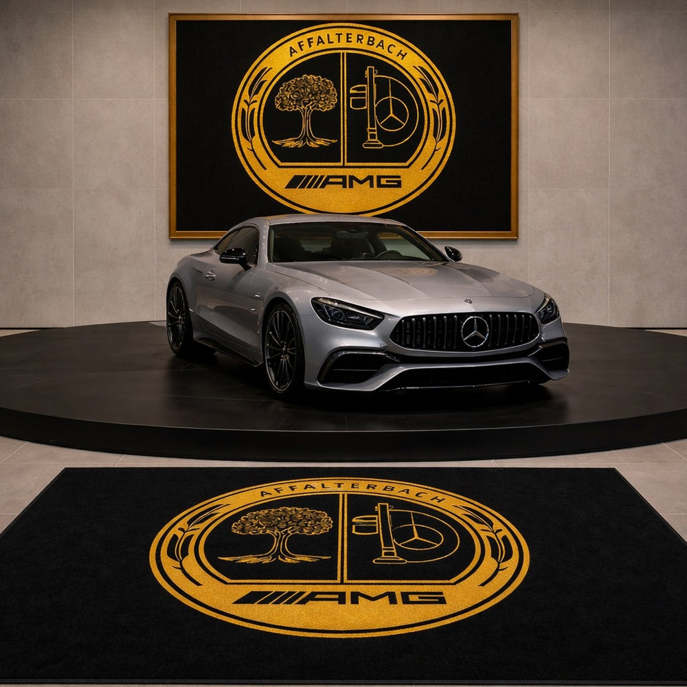 Mercedes Affalterbach Luxury Logo Rug and Display Mat Garage, Home, Office, Showroom Floor Decor, 60x87 in / 150x220 cm