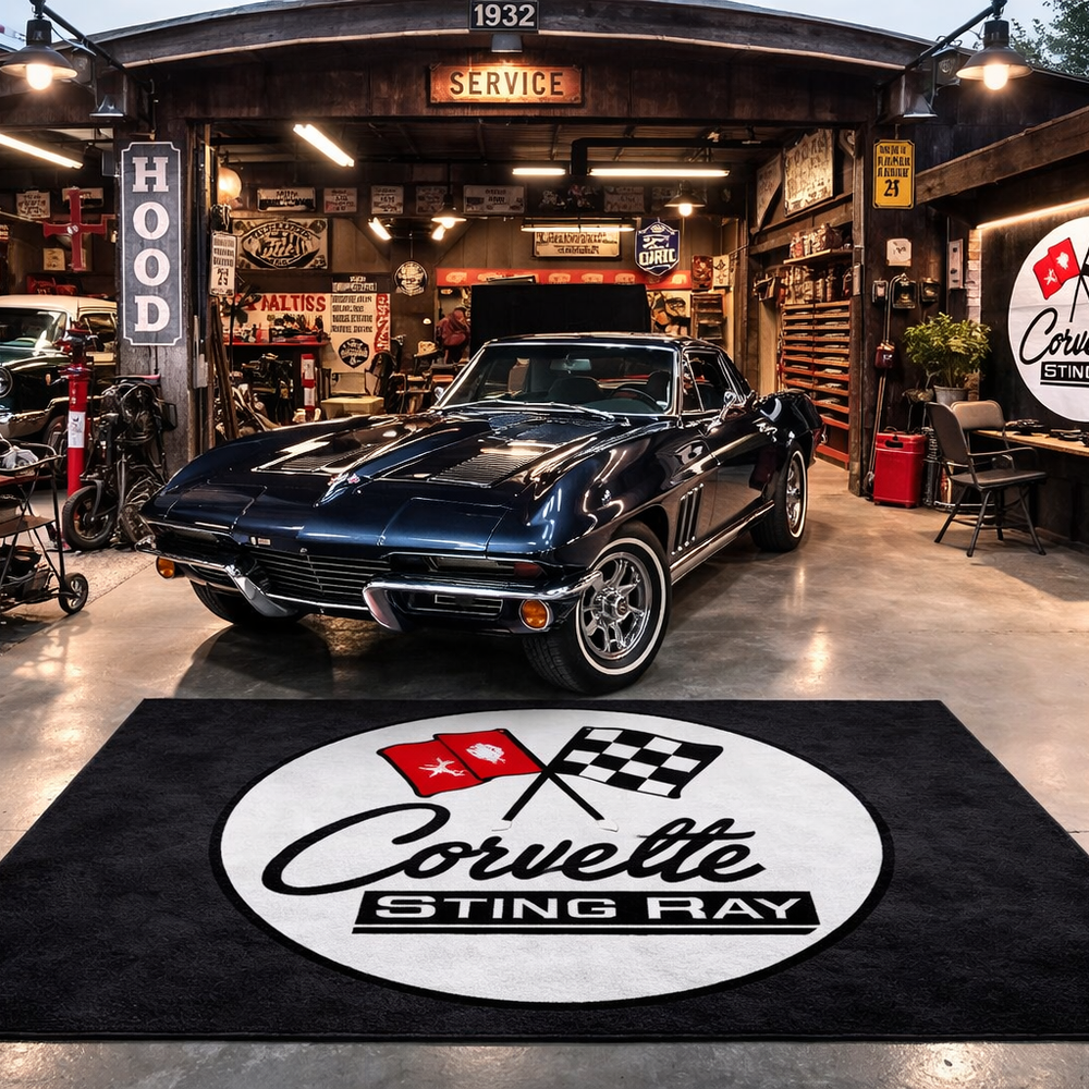Corvette C3 Premium Luxury Logo Rug and Display Mat Garage, Home, Office, Showroom Floor Decor, 60x87 in / 150x220 cm