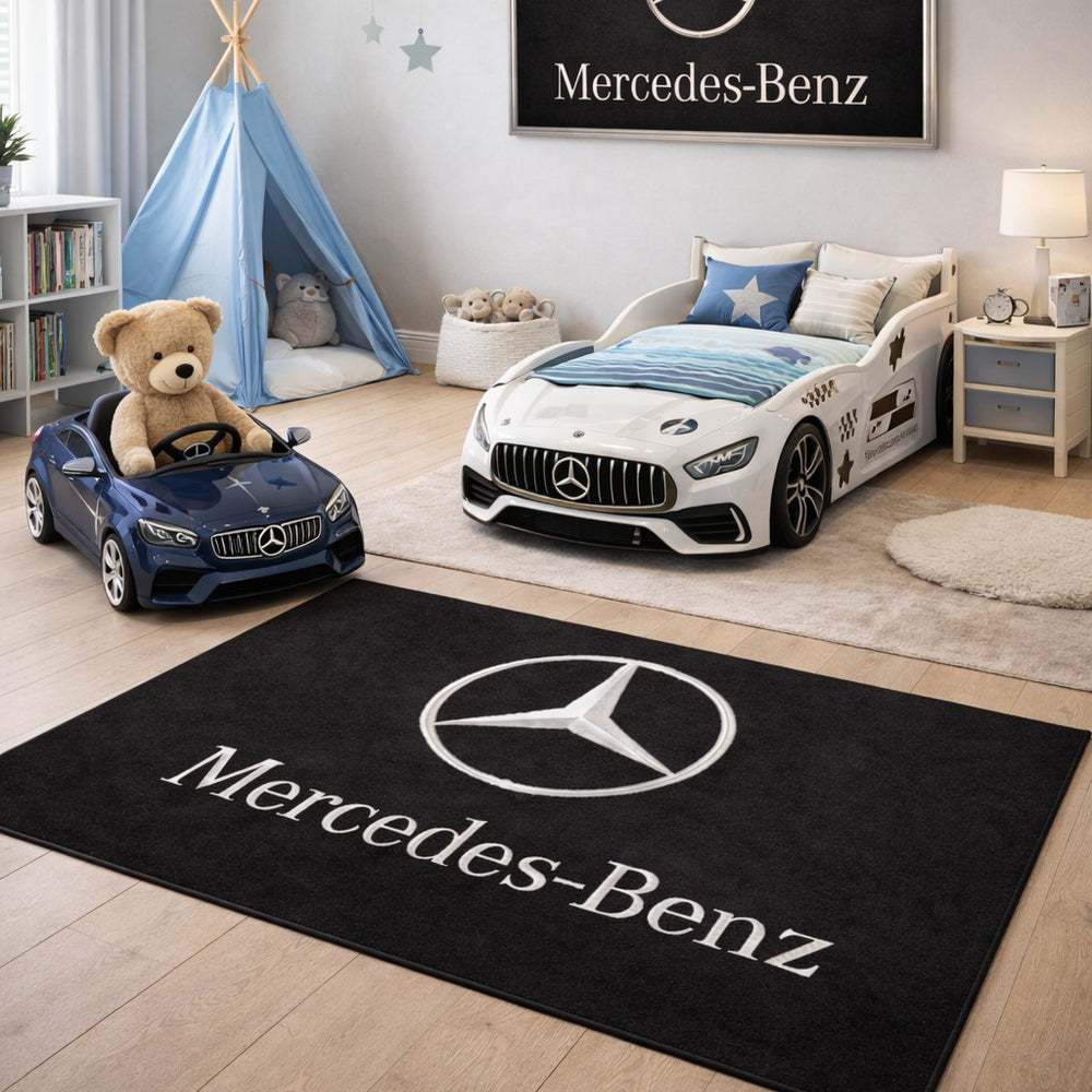 Mercedes Luxury Logo Rug and Display Mat Garage, Home, Office, Showroom Floor Decor, 60x87 in / 150x220 cm