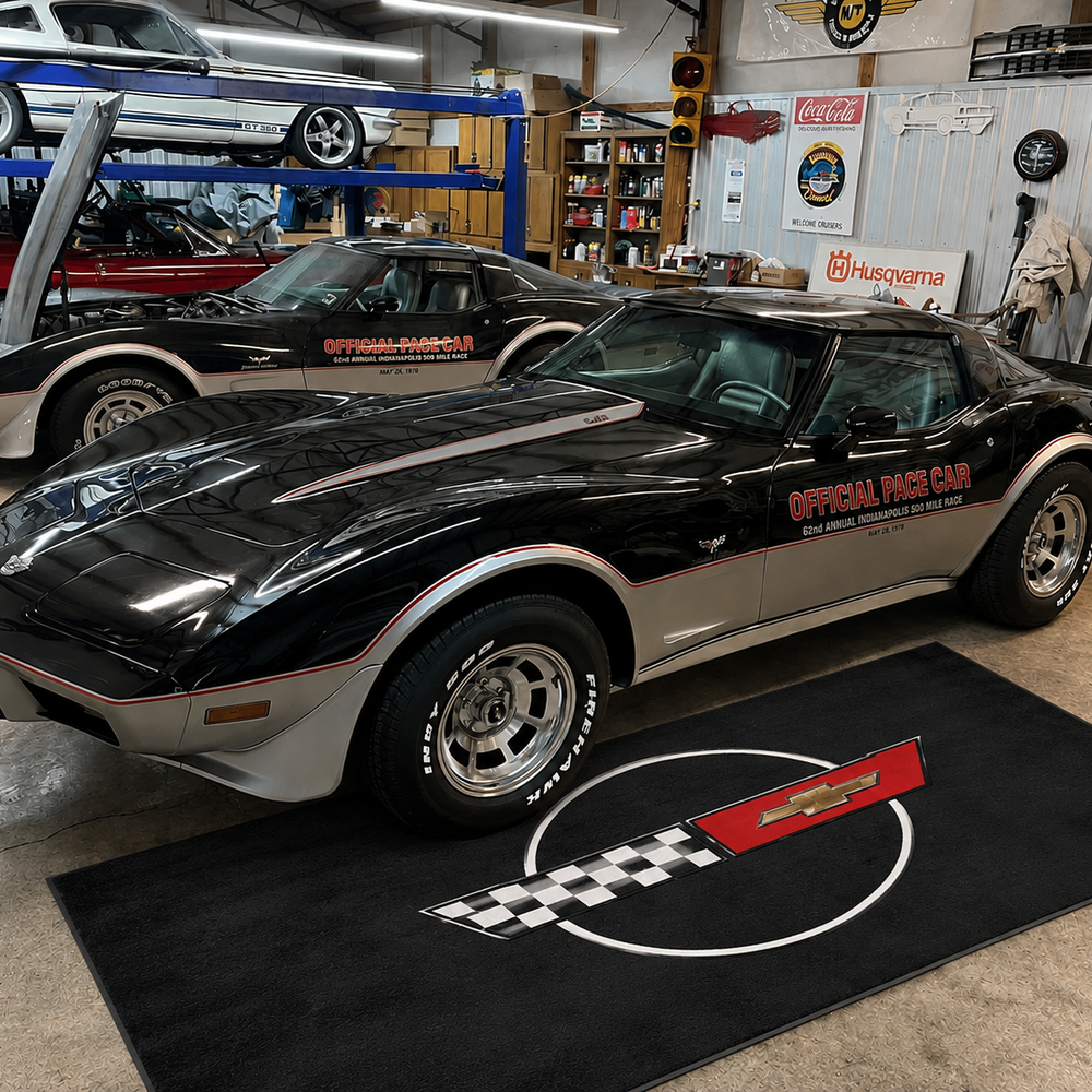Corvette C4 Premium Luxury Logo Rug and Display Mat Garage, Home, Office, Showroom Floor Decor, 60x87 in / 150x220 cm