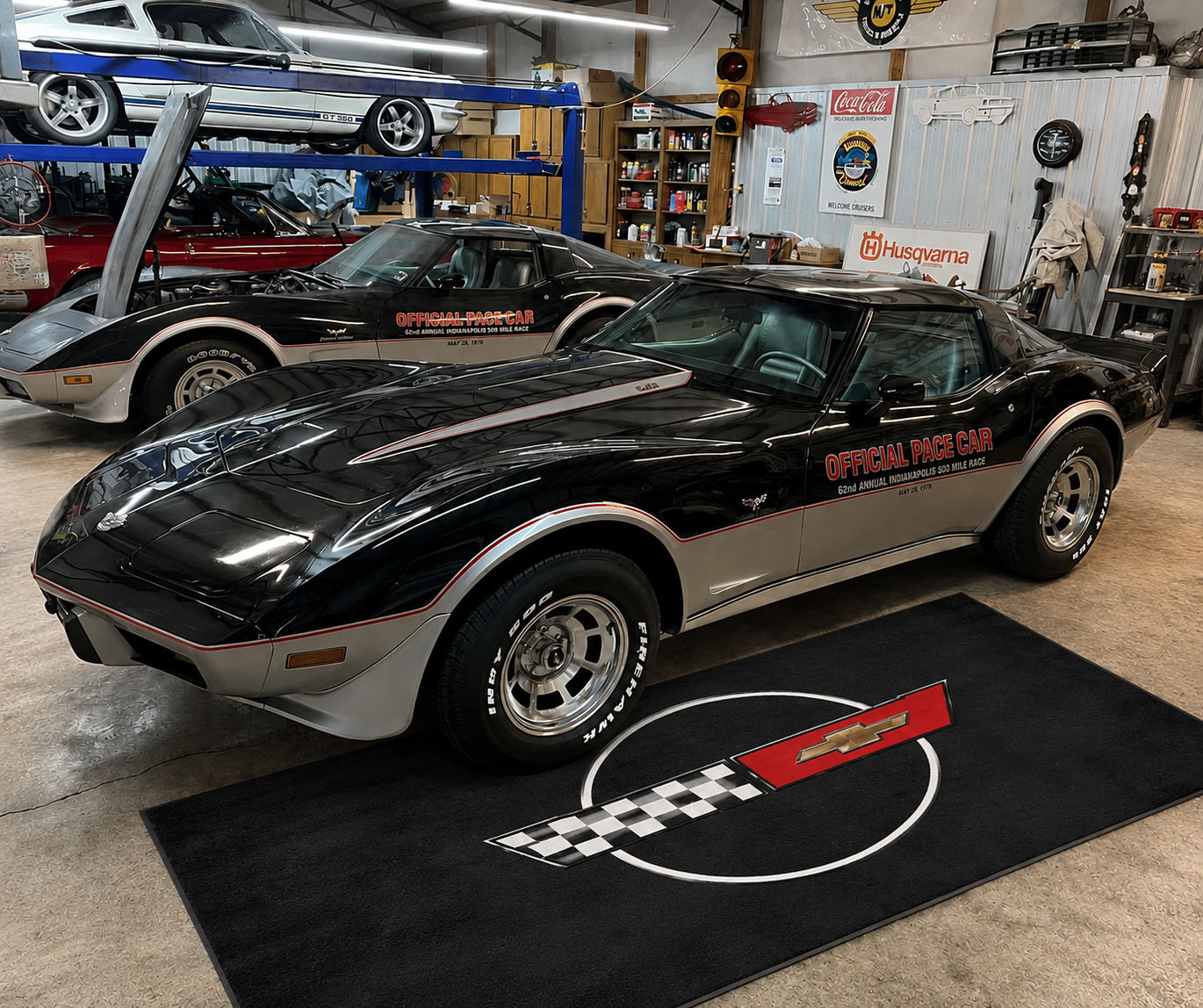 Corvette C4 Premium Luxury Logo Rug and Display Mat Garage, Home, Office, Showroom Floor Decor, 60x87 in / 150x220 cm