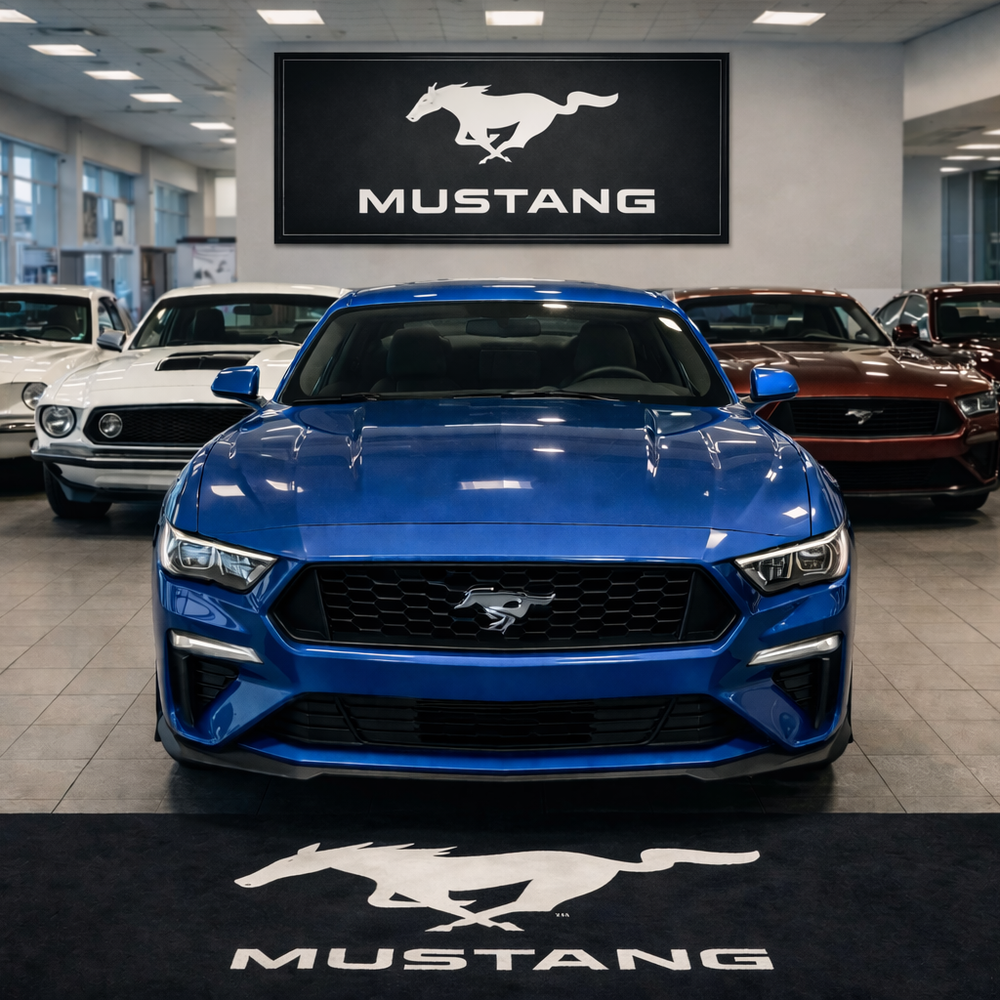Mustang Luxury Logo Rug and Display Mat Garage, Home, Office, Showroom Floor Decor, 60x87 in / 150x220 cm