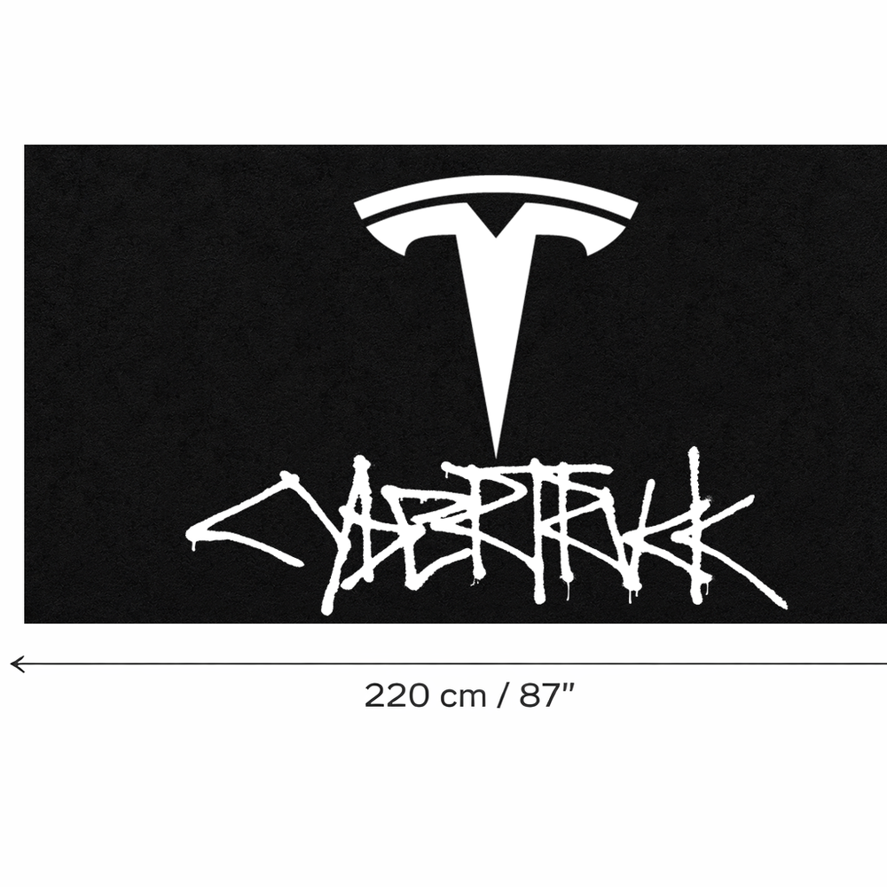 Tesla Cybertruck Luxury Logo Rug and Display Mat Garage, Home, Office, Showroom Floor Decor, 60x87 in / 150x220 cm