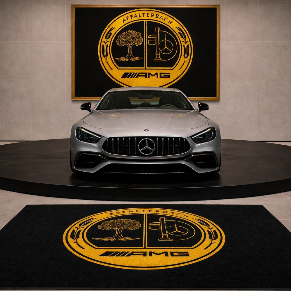 Mercedes Affalterbach Luxury Logo Rug and Display Mat Garage, Home, Office, Showroom Floor Decor, 60x87 in / 150x220 cm