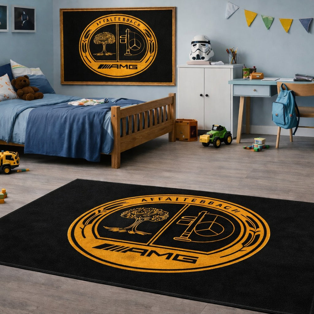 Mercedes Affalterbach Luxury Logo Rug and Display Mat Garage, Home, Office, Showroom Floor Decor, 60x87 in / 150x220 cm