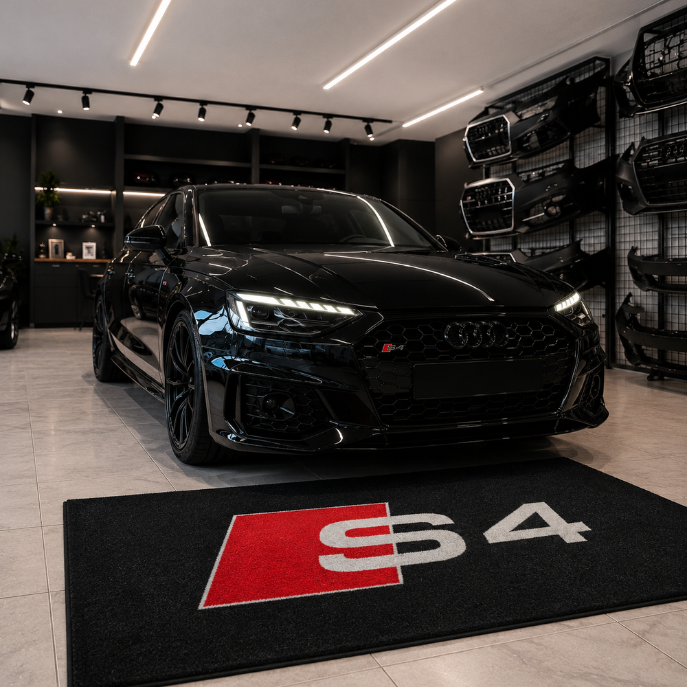 Audi S4 Premium Luxury Logo Rug and Display Mat Garage, Home, Office, Showroom Floor Decor, 60x87 in / 150x220 cm