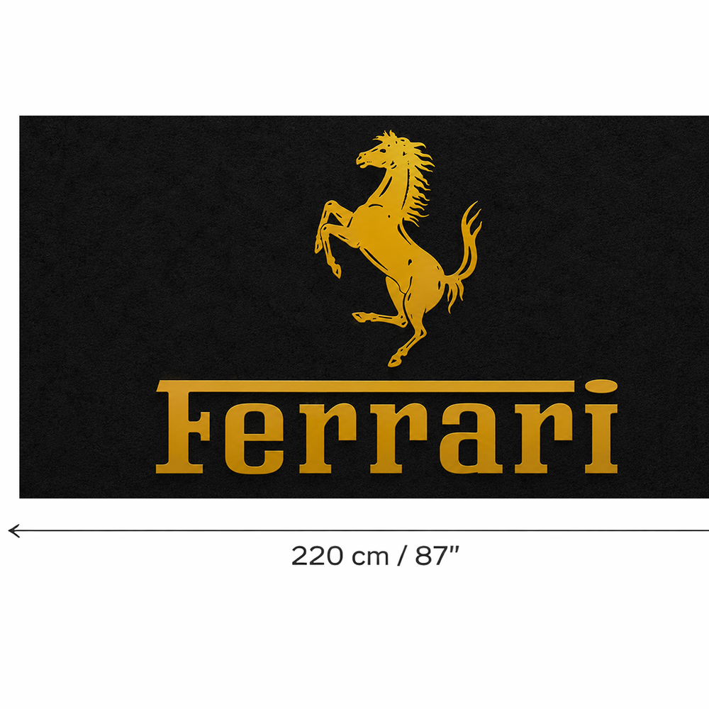 Ferrari Gold Luxury Logo Rug and Display Mat Garage, Home, Office, Showroom Floor Decor, 60x87 in / 150x220 cm