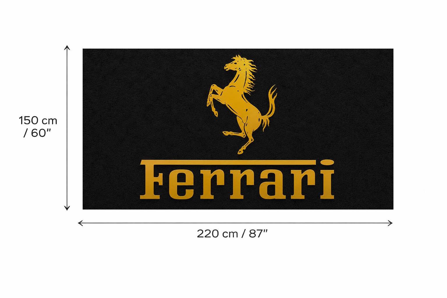 Ferrari Gold Luxury Logo Rug and Display Mat Garage, Home, Office, Showroom Floor Decor, 60x87 in / 150x220 cm