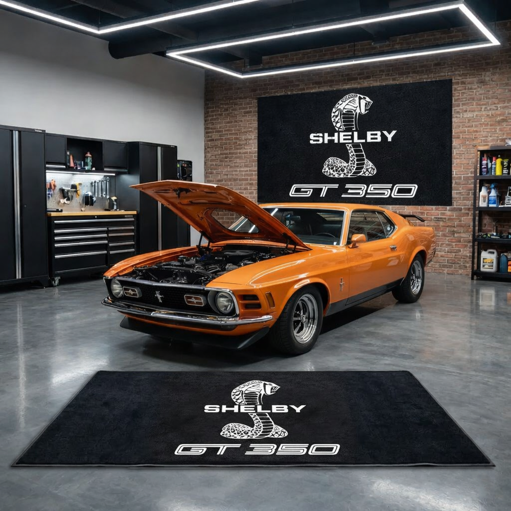 Shelby GT350 Luxury Logo Rug and Display Mat Garage, Home, Office, Showroom Floor Decor, 60x87 in / 150x220 cm