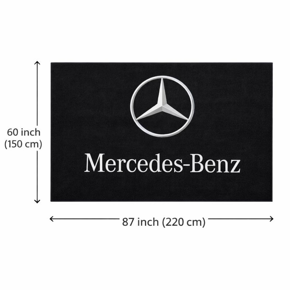 Mercedes Luxury Logo Rug and Display Mat Garage, Home, Office, Showroom Floor Decor, 60x87 in / 150x220 cm
