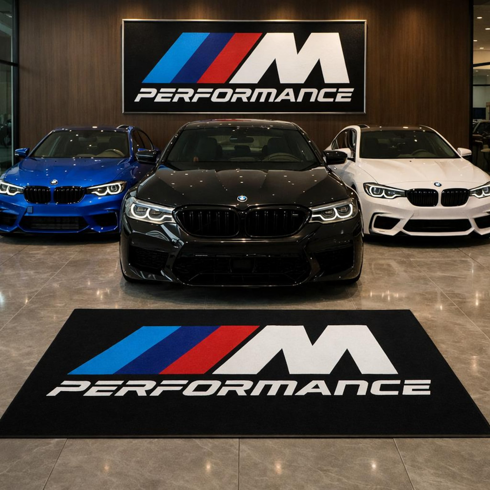 BMW M Performance Premium Luxury Logo Rug and Display Mat Garage, Home, Office, Showroom Floor Decor, 60x87 in / 150x220 cm