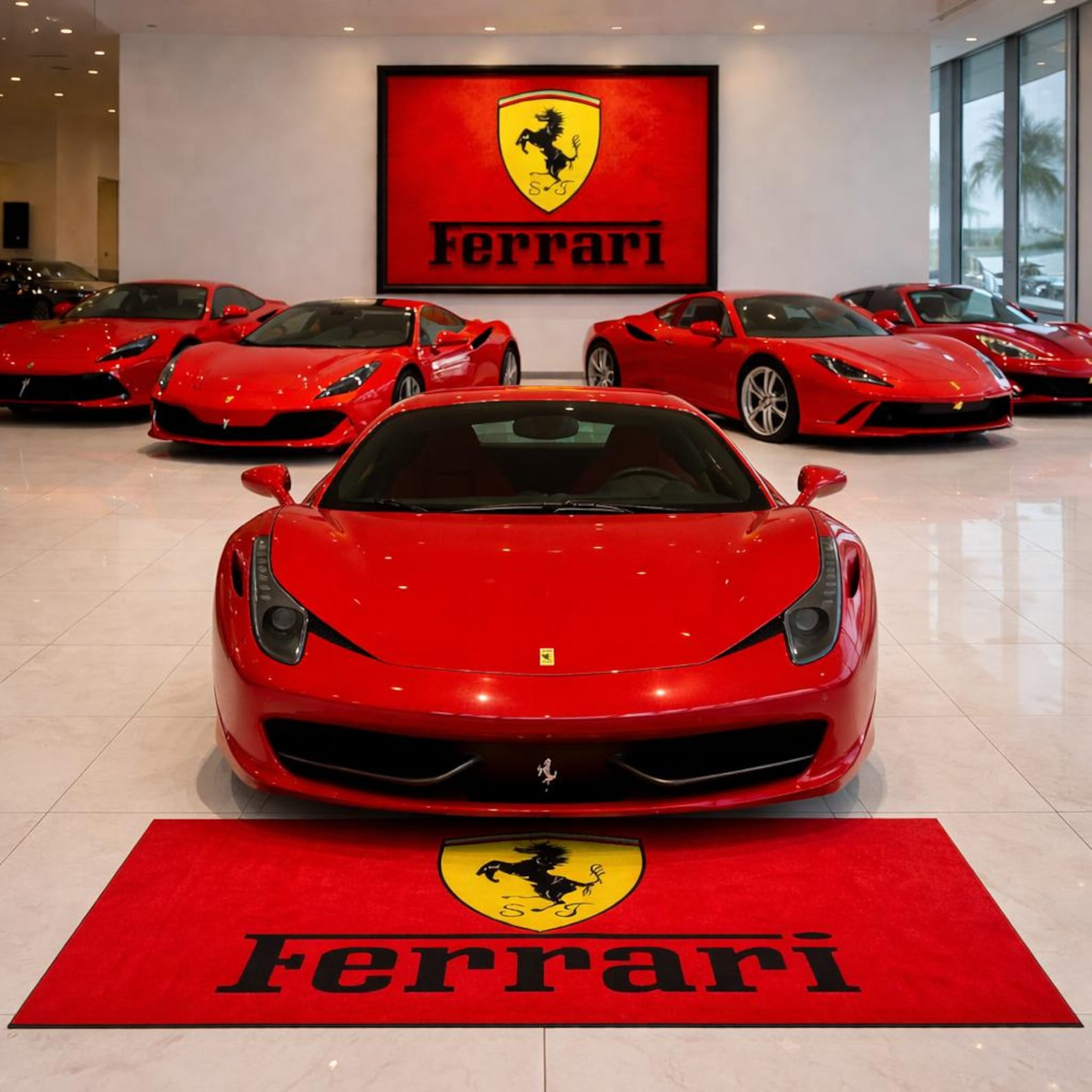 Ferrari Luxury Logo Rug and Display Mat Garage, Home, Office, Showroom Floor Decor, 60x87 in / 150x220 cm