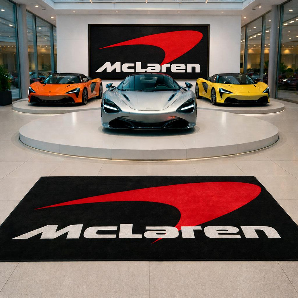McLaren Luxury Logo Rug and Display Mat Garage, Home, Office, Showroom Floor Decor, 60x87 in / 150x220 cm