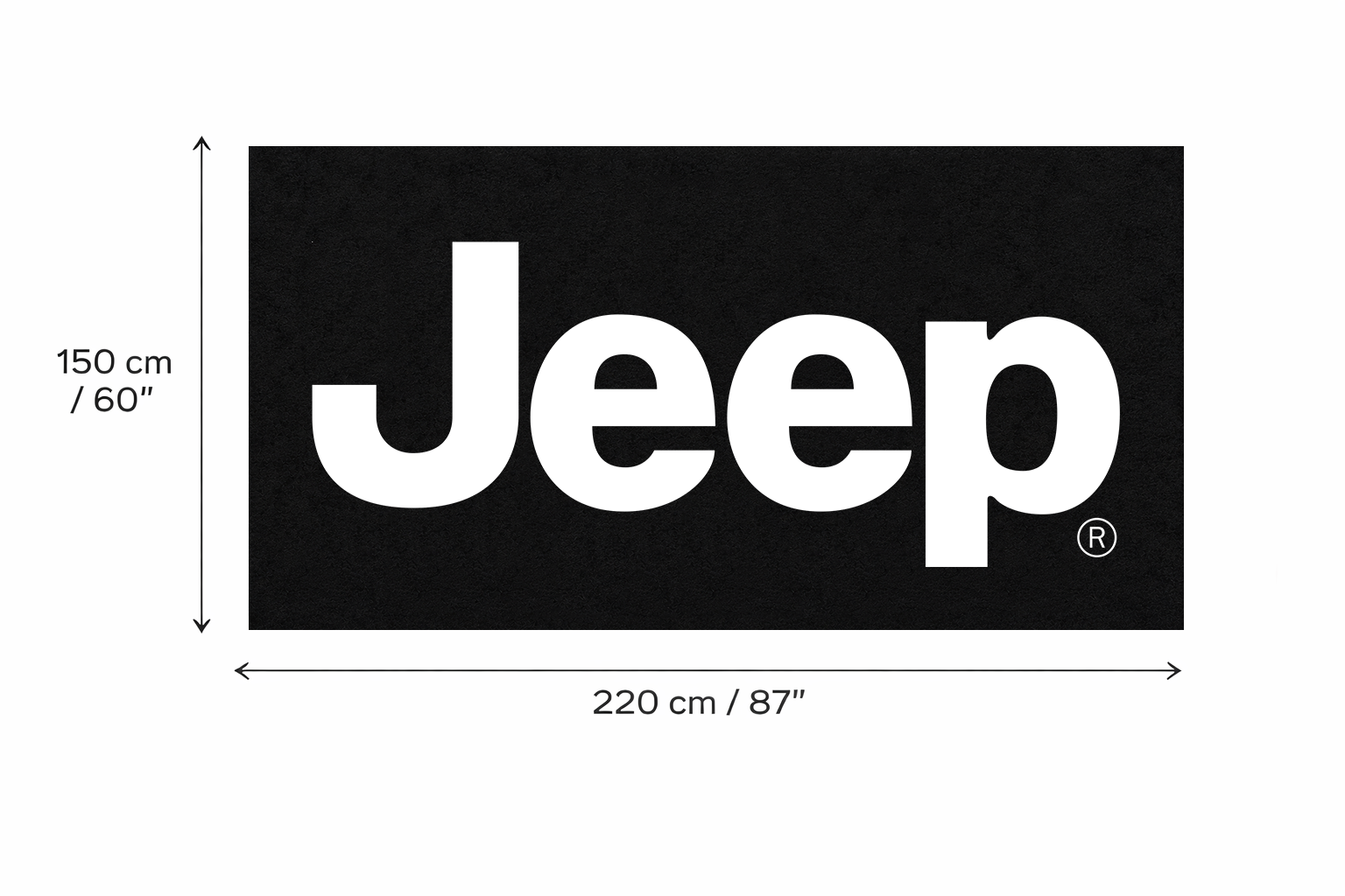 Jeep Luxury Logo Rug and Display Mat Garage, Home, Office, Showroom Floor Decor, 60x87 in / 150x220 cm